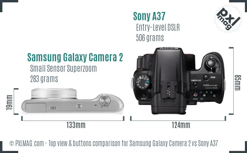 Samsung Galaxy Camera 2 vs Sony A37 top view buttons comparison