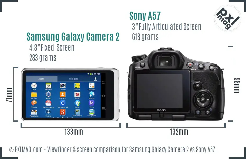 Samsung Galaxy Camera 2 vs Sony A57 Screen and Viewfinder comparison
