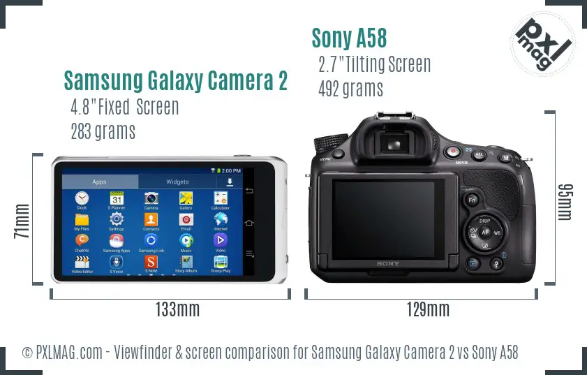 Samsung Galaxy Camera 2 vs Sony A58 Screen and Viewfinder comparison