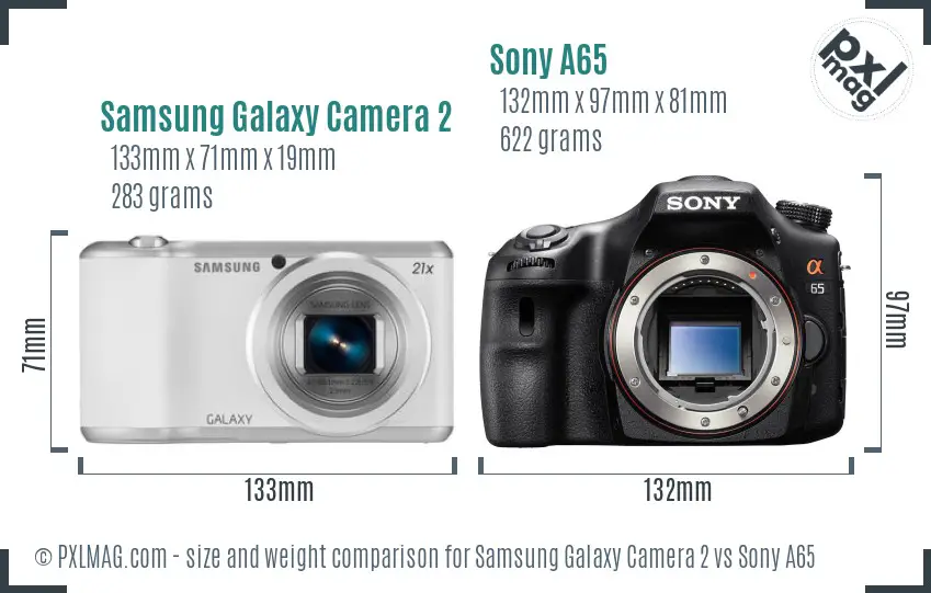 Samsung Galaxy Camera 2 vs Sony A65 size comparison