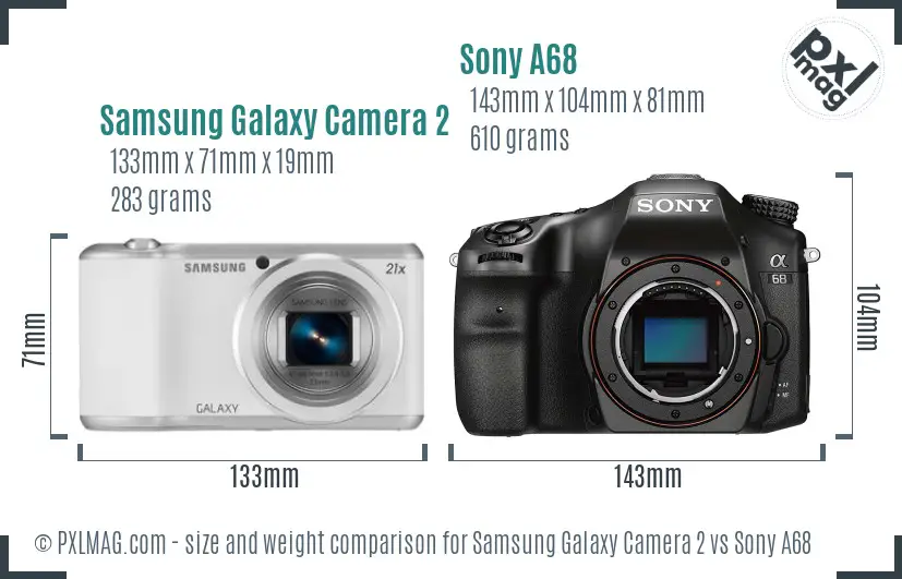 Samsung Galaxy Camera 2 vs Sony A68 size comparison