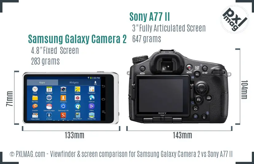 Samsung Galaxy Camera 2 vs Sony A77 II Screen and Viewfinder comparison