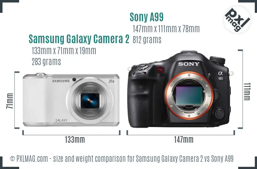 Samsung Galaxy Camera 2 vs Sony A99 size comparison
