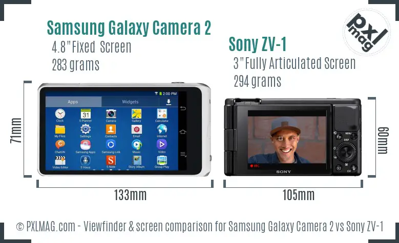 Samsung Galaxy Camera 2 vs Sony ZV-1 Screen and Viewfinder comparison