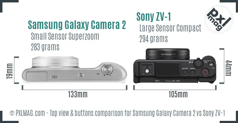 Samsung Galaxy Camera 2 vs Sony ZV-1 top view buttons comparison
