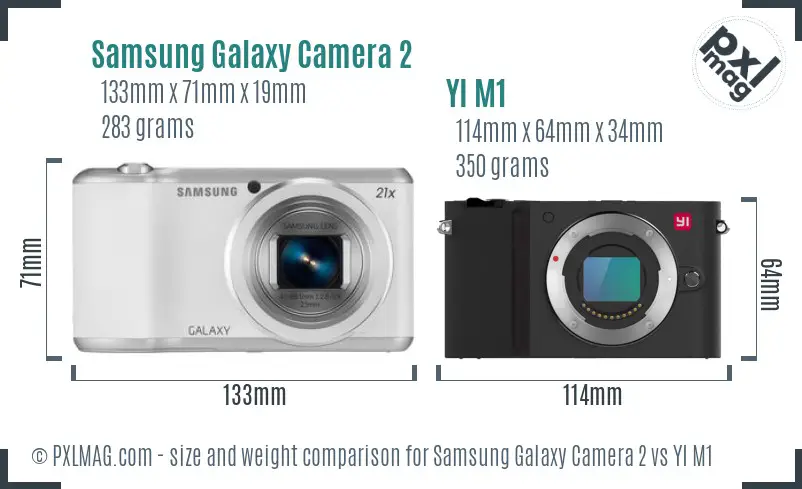 Samsung Galaxy Camera 2 vs YI M1 size comparison