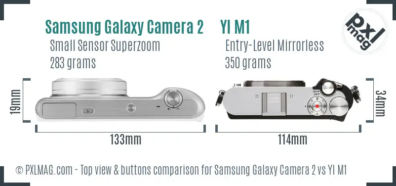 Samsung Galaxy Camera 2 vs YI M1 top view buttons comparison