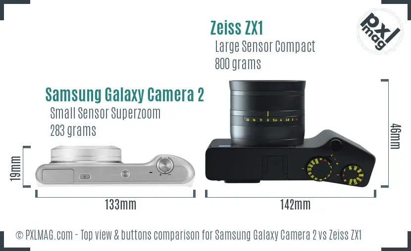Samsung Galaxy Camera 2 vs Zeiss ZX1 top view buttons comparison