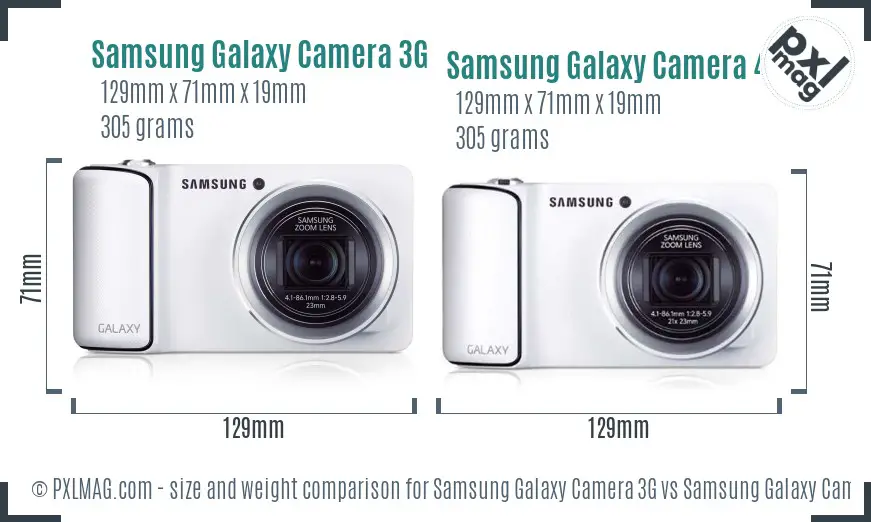 Samsung Galaxy Camera 3G vs Samsung Galaxy Camera 4G size comparison