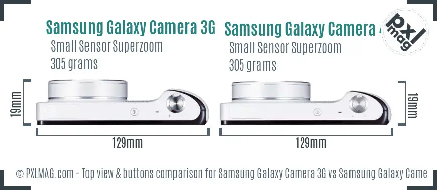 Samsung Galaxy Camera 3G vs Samsung Galaxy Camera 4G top view buttons comparison