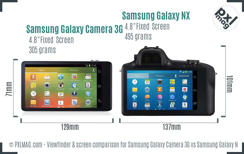 Samsung Galaxy Camera 3G vs Samsung Galaxy NX Screen and Viewfinder comparison