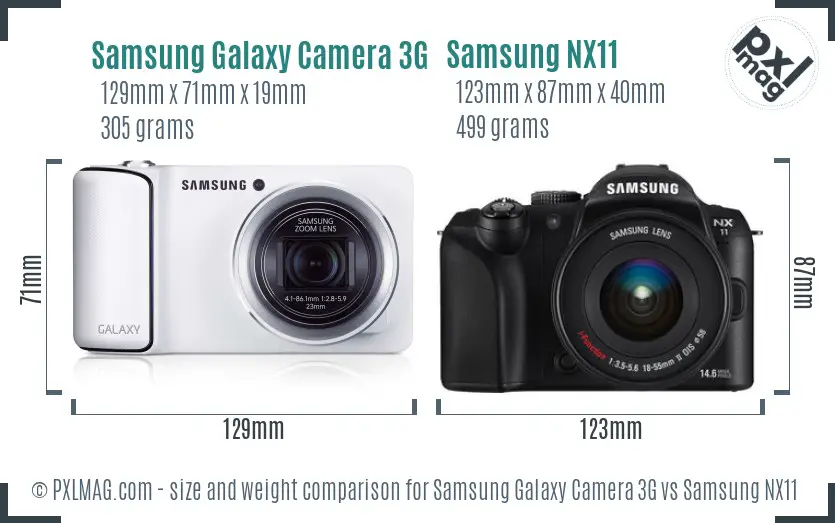 Samsung Galaxy Camera 3G vs Samsung NX11 size comparison
