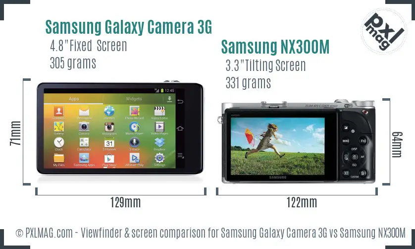 Samsung Galaxy Camera 3G vs Samsung NX300M Screen and Viewfinder comparison