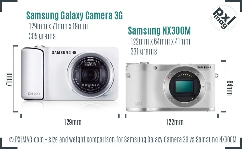 Samsung Galaxy Camera 3G vs Samsung NX300M size comparison