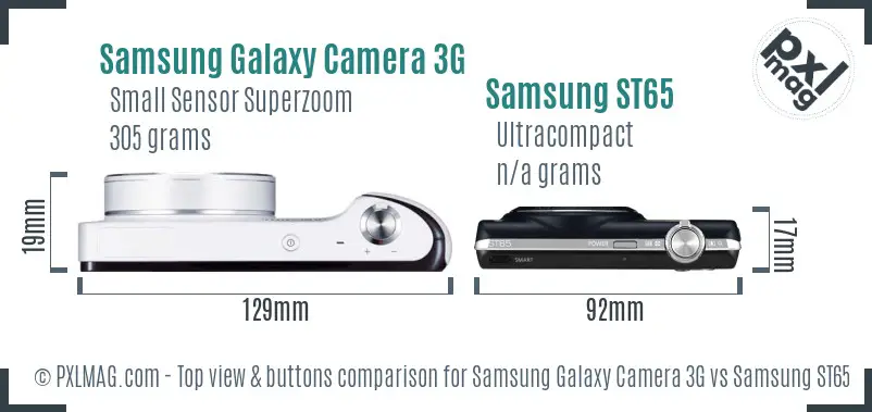 Samsung Galaxy Camera 3G vs Samsung ST65 top view buttons comparison