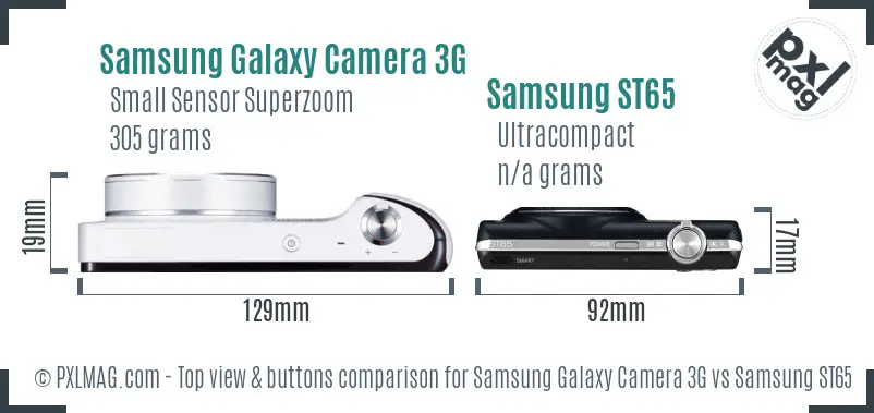 Samsung Galaxy Camera 3G vs Samsung ST65 top view buttons comparison Samsung Galaxy Camera 3G vs Samsung ST65 top view buttons comparison