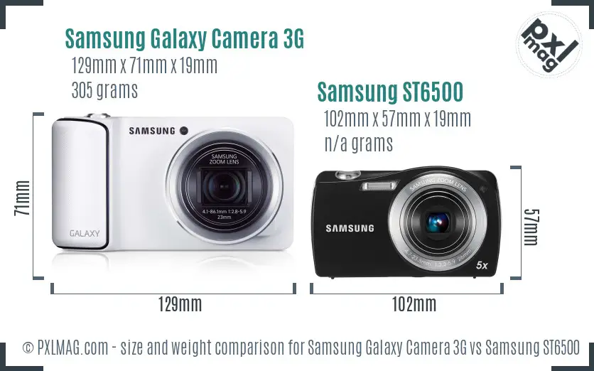 Samsung Galaxy Camera 3G vs Samsung ST6500 size comparison Samsung Galaxy Camera 3G vs Samsung ST6500 size comparison
