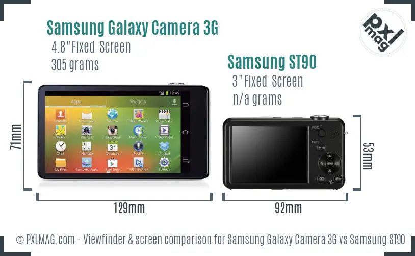 Samsung Galaxy Camera 3G vs Samsung ST90 Screen and Viewfinder comparison