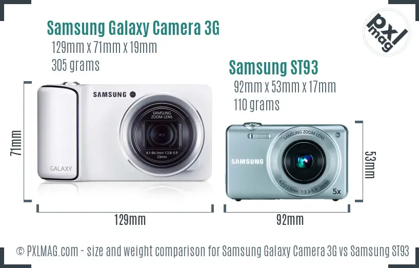 Samsung Galaxy Camera 3G vs Samsung ST93 size comparison