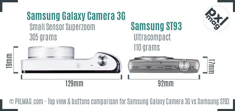 Samsung Galaxy Camera 3G vs Samsung ST93 top view buttons comparison