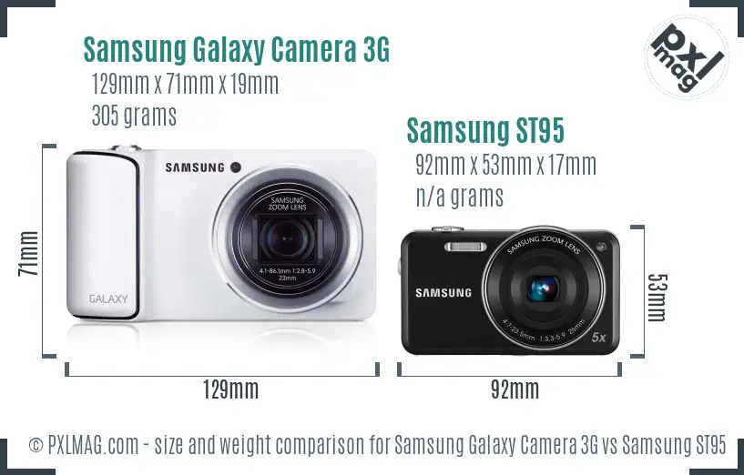 Samsung Galaxy Camera 3G vs Samsung ST95 size comparison