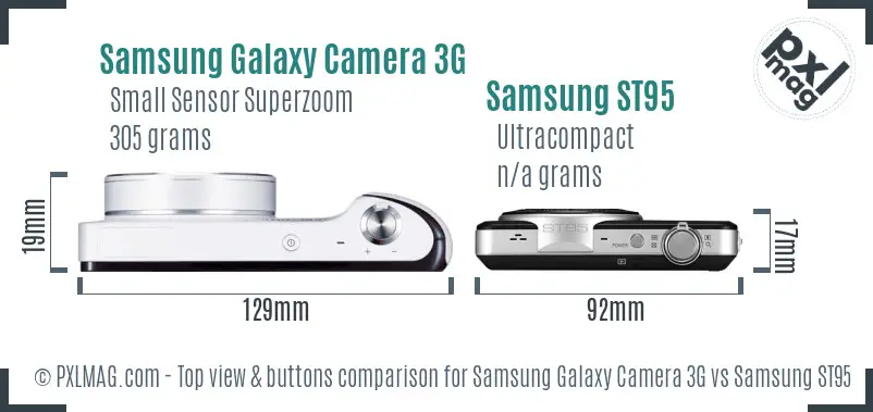 Samsung Galaxy Camera 3G vs Samsung ST95 top view buttons comparison