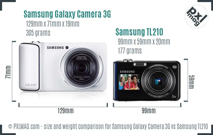 Samsung Galaxy Camera 3G vs Samsung TL210 size comparison Samsung Galaxy Camera 3G vs Samsung TL210 size comparison