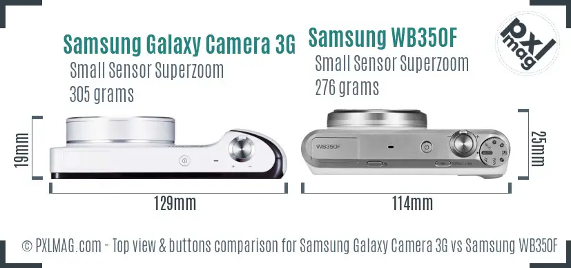 Samsung Galaxy Camera 3G vs Samsung WB350F top view buttons comparison