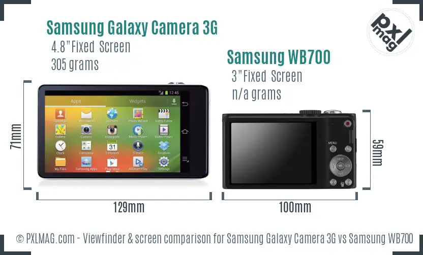 Samsung Galaxy Camera 3G vs Samsung WB700 Screen and Viewfinder comparison