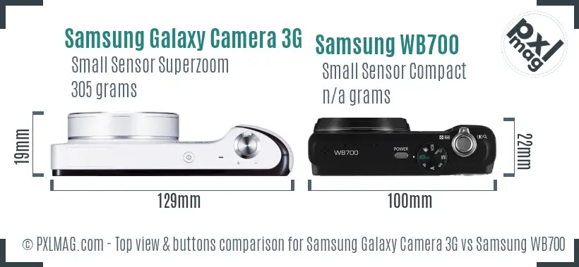 Samsung Galaxy Camera 3G vs Samsung WB700 top view buttons comparison