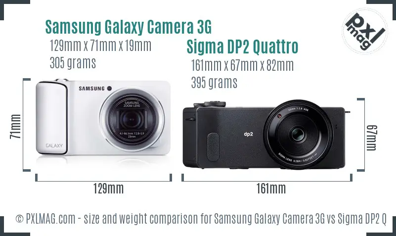 Samsung Galaxy Camera 3G vs Sigma DP2 Quattro size comparison