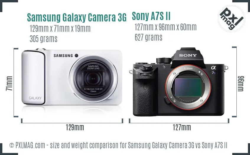 Samsung Galaxy Camera 3G vs Sony A7S II size comparison