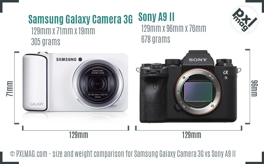 Samsung Galaxy Camera 3G vs Sony A9 II size comparison