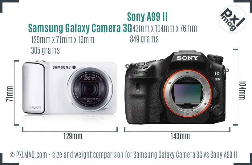 Samsung Galaxy Camera 3G vs Sony A99 II size comparison