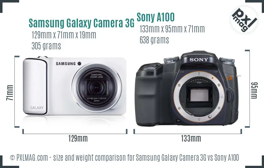 Samsung Galaxy Camera 3G vs Sony A100 size comparison