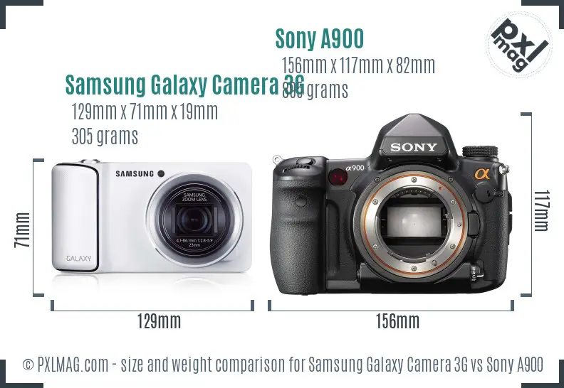Samsung Galaxy Camera 3G vs Sony A900 size comparison