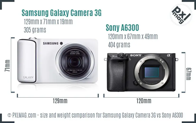 Samsung Galaxy Camera 3G vs Sony A6300 size comparison