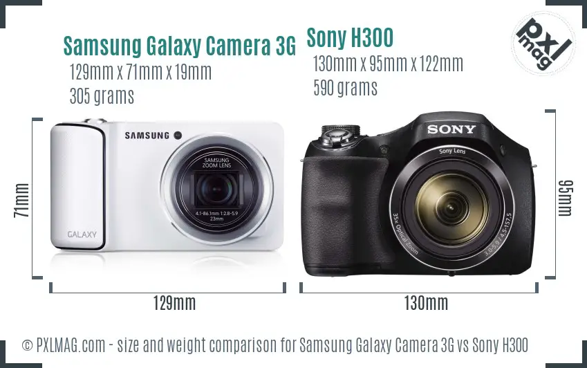 Samsung Galaxy Camera 3G vs Sony H300 size comparison