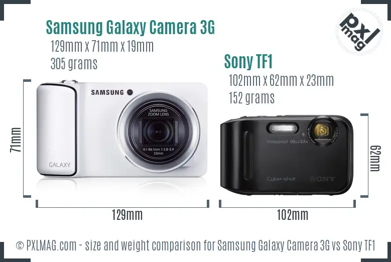 Samsung Galaxy Camera 3G vs Sony TF1 size comparison