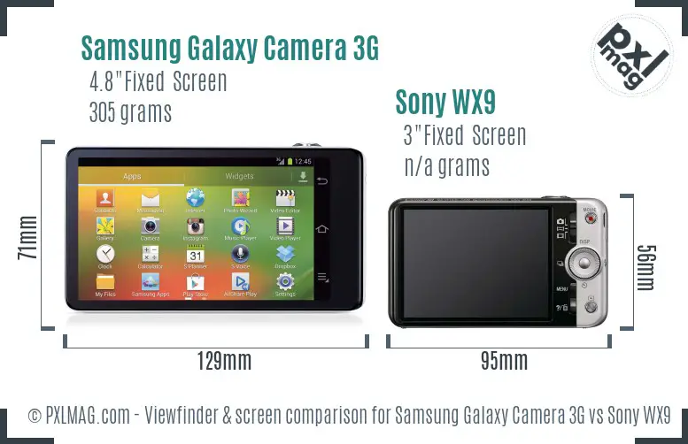 Samsung Galaxy Camera 3G vs Sony WX9 Screen and Viewfinder comparison