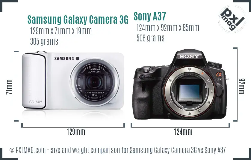 Samsung Galaxy Camera 3G vs Sony A37 size comparison