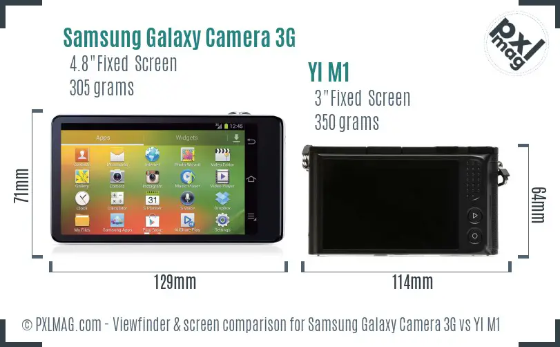 Samsung Galaxy Camera 3G vs YI M1 Screen and Viewfinder comparison