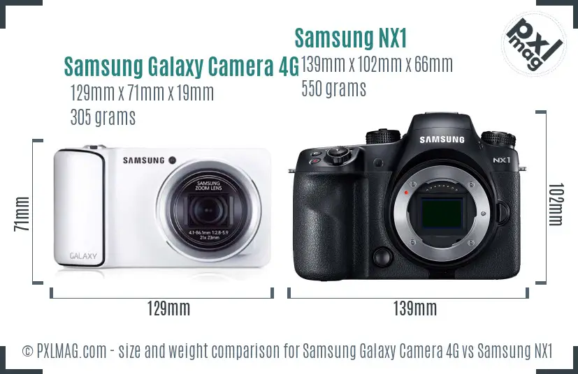 Samsung Galaxy Camera 4G vs Samsung NX1 size comparison