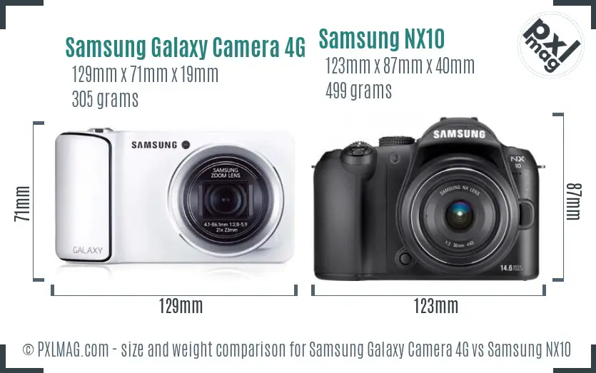 Samsung Galaxy Camera 4G vs Samsung NX10 size comparison