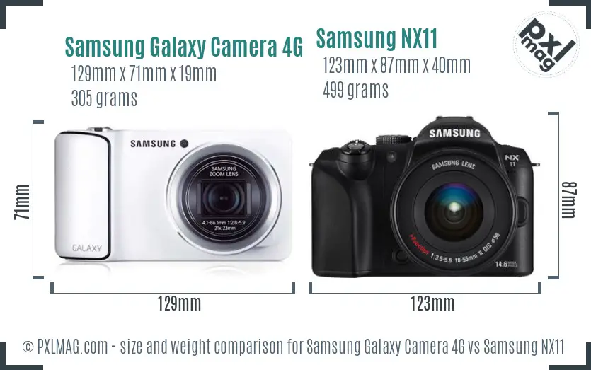 Samsung Galaxy Camera 4G vs Samsung NX11 size comparison