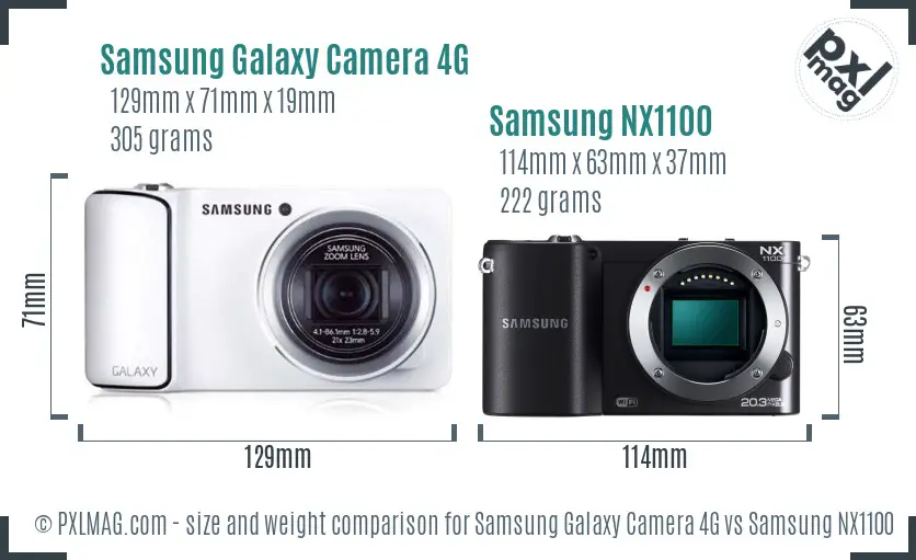 Samsung Galaxy Camera 4G vs Samsung NX1100 size comparison