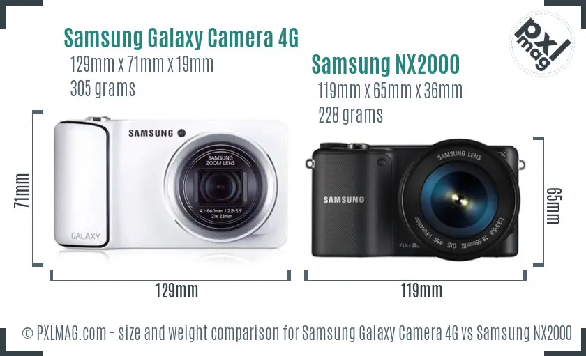 Samsung Galaxy Camera 4G vs Samsung NX2000 size comparison