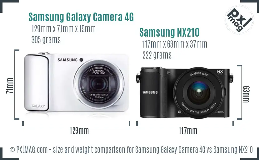 Samsung Galaxy Camera 4G vs Samsung NX210 size comparison