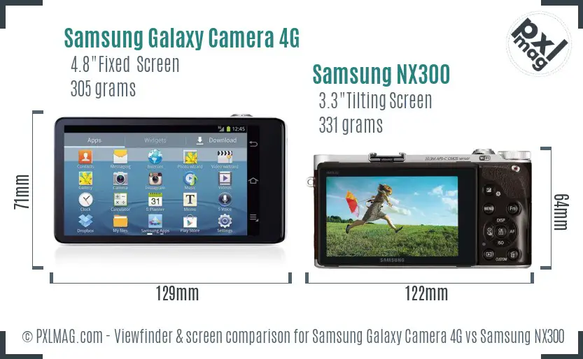 Samsung Galaxy Camera 4G vs Samsung NX300 Screen and Viewfinder comparison