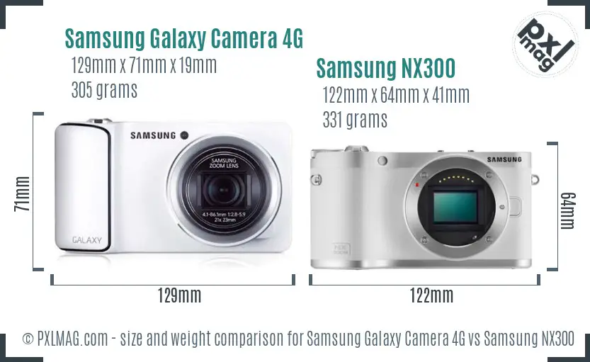 Samsung Galaxy Camera 4G vs Samsung NX300 size comparison